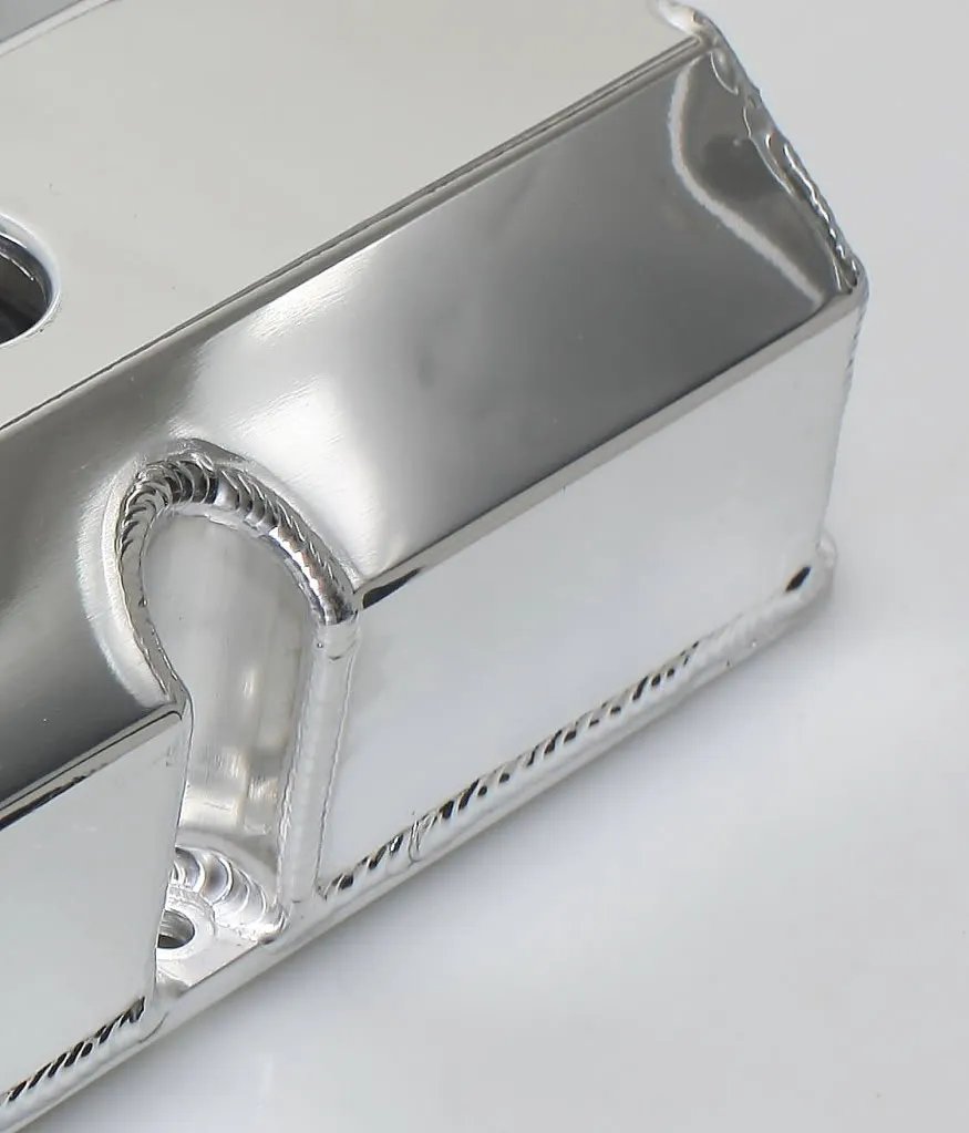 SBC POLISHED FABRICATED TALL ALUMINUM VALVE COVERS w/ ACCESSORY HOLES