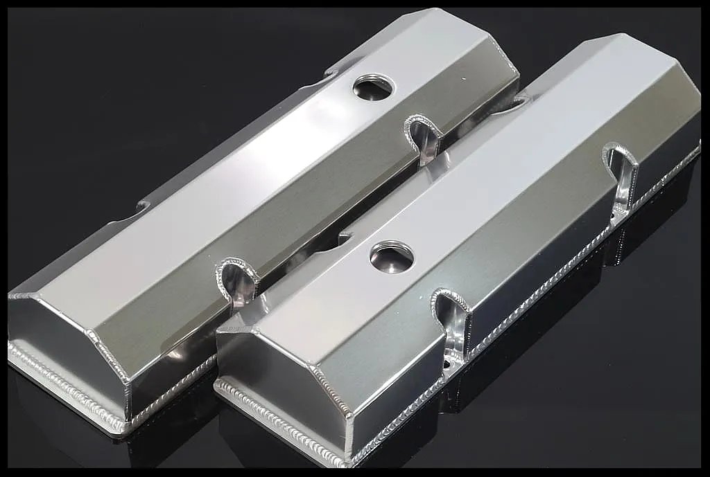 SBC FABRICATED TALL ALUMINUM VALVE COVERS w/ ACCESSORY HOLES