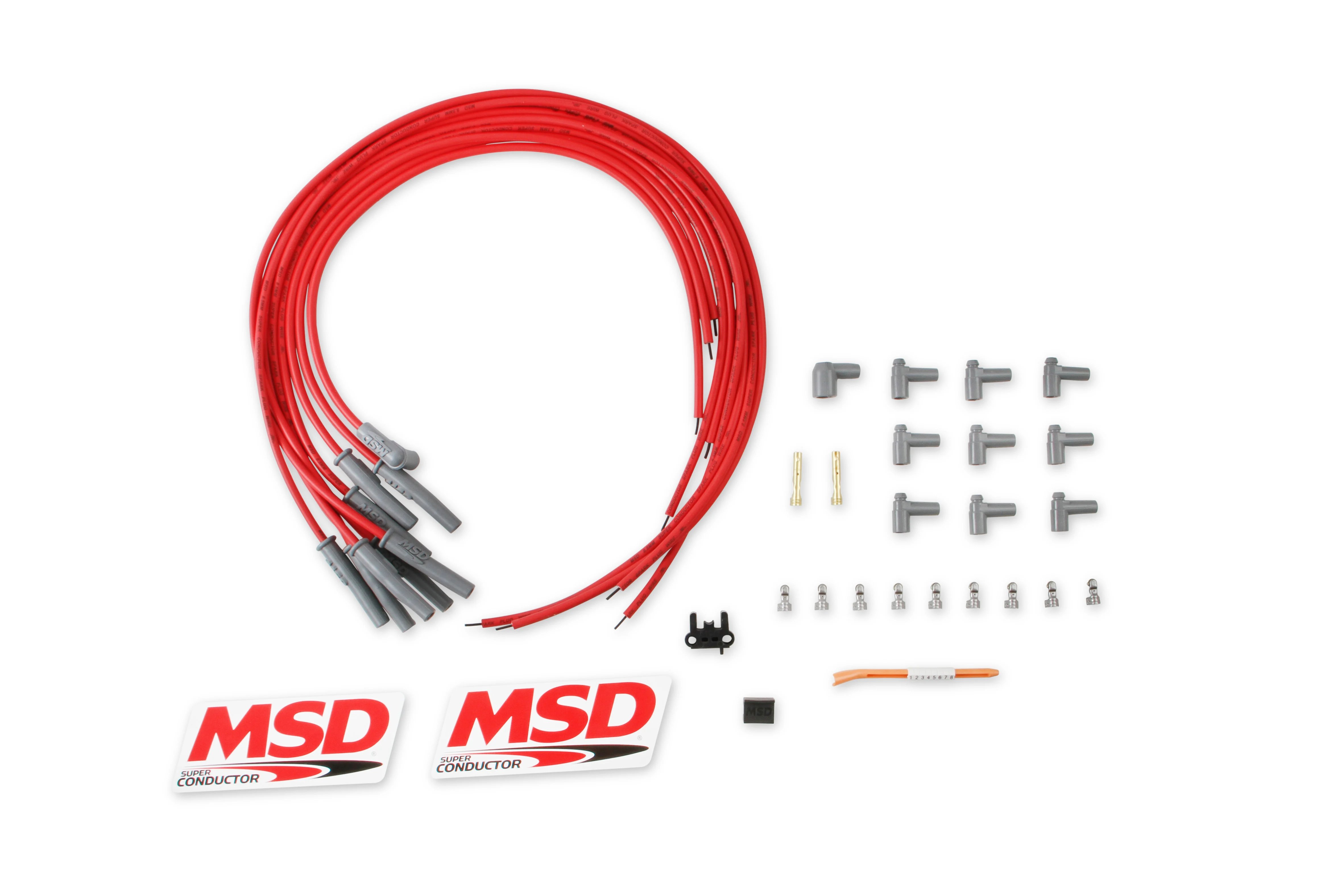 MSD Super Conductor Spark Plug Wire Set, Multi-Angle Plug, HEI Cap