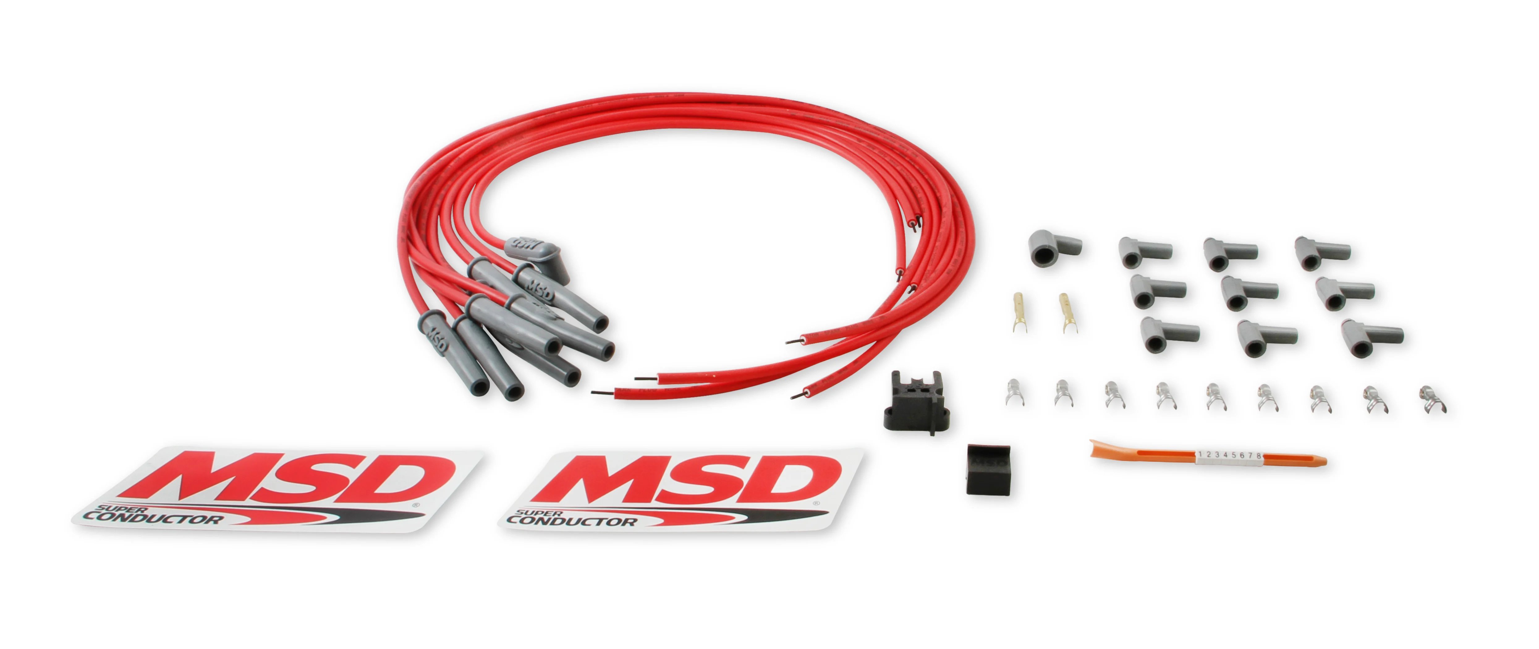 MSD Super Conductor Spark Plug Wire Set, Multi-Angle Plug, HEI Cap