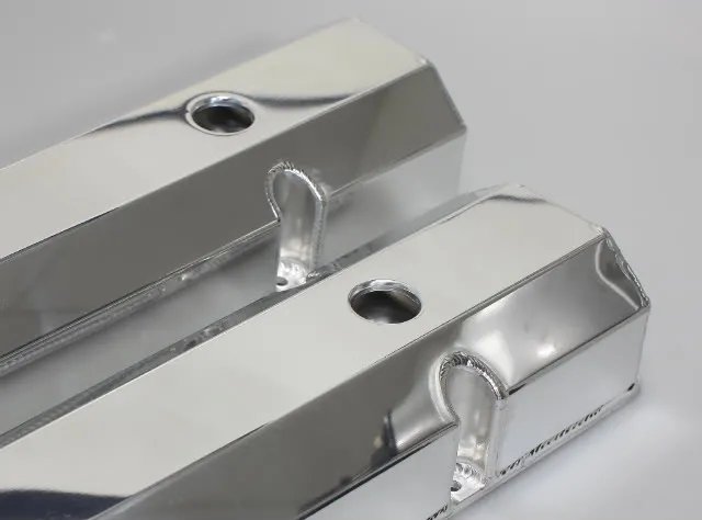 SBC POLISHED FABRICATED TALL ALUMINUM VALVE COVERS w/ ACCESSORY HOLES